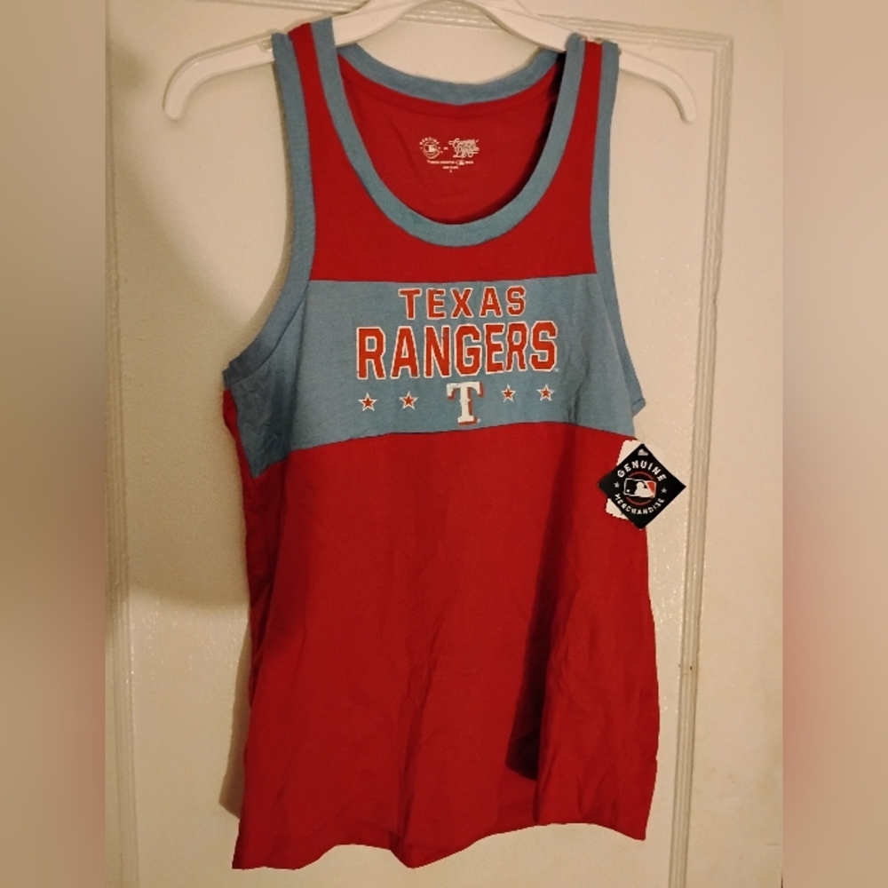 New Men's Texas Rangers Red and Blue Tank Top Size Small